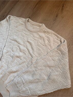 Vintage Grey Textured Crewneck Sweater